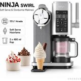 Ninja Swirl By Creami Ev Tipi Dondurma ve Soft Serve Makinesi 2 Hazneli 800 W Frozen Yoğurt Milkshake Sorbe Tatlı Cihazı Seti Premium - İnox