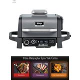 Ninja Woodfire Elektrikli Barbekü Grill ve Smoker Açık Hava Izgarası ve Tütsüleyici Woodfire Teknolojisi Gri Siyah OG701EU Profesyonel Ser