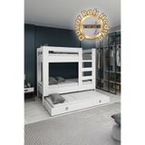 Ninnimo 90x190 Yatak Uyumlu Beyaz MDF Yavrulu Ranza