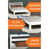 Ninnimo Elit ÇOCUK GENÇ YETİŞKİN TEK ÇİFT KİŞİLİK PARLAK Beyaz MDF Karyola BAZA BAŞLIK Elit-1