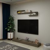 Ninnimo Harry Ceviz Tv Sehpası Ve Duvar Rafı ,ava Duvar Raflı Sehpalı Dekoratif Tv Ünitesi