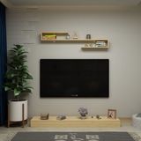 Ninnimo Harry Tv Sehpası ve Duvar Rafı ,ava Duvar Raflı Sehpalı Dekoratif Tv Ünitesi - Safir Meşe