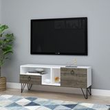 Ninnimo Lina Tv Ünitesi Tv Sehpası Ceviz Beyaz Mdf ,iki Raflı Iki Kapaklı Mdf Tv Ünitesi