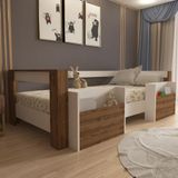 Ninnimo M1-12 Montessori 90x190 cm Beyaz Ceviz Karyola