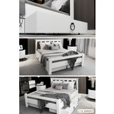 Ninnimo MAÇY-1 Arya Çift Kişilik 160x200 cm Yatak Uyumlu MDF Beyaz Çekmeceli Karyola