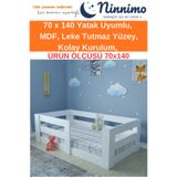 Ninnimo Montessori 70x140 Yatak Uyumlu PARLAK Beyaz MDF ÇOCUK Karyola Y19 BAZA BAŞLIK