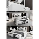 Ninnimo Ninnimo Arya Çift Kişilik 160X200 Yatak Uyumlu Beyaz Mdf Çekmeceli Karyola - Maçy-1 - 160 x 200 cm