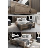 Ninnimo Ninnimo Arya Çift Kişilik 160X200 Yatak Uyumlu Ceviz Çekmeceli Karyola - Açy-2 - 160 x 200 cm