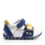 Nıno Hakiki Deri Sarı Lacivert Cırtlı Yazlık Ilk Adım Ayakkabı