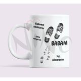 Nino Store Babalar Günü Hediyesi – "babamın Adımlarını Takip Ediyorum" Temalı Porselen Kupa | Çift Taraflı Baskı | 300 ml - Beyaz