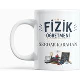 Nino Store Kişiye Özel Fizik Öğretmeni Kupası Isimli Öğretmenler Günü Hediyesi Porselen 300 ml - Beyaz