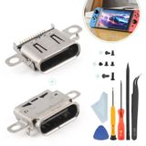 Nintendo anahtarı için 2 paket OLED şarj portu değiştirme Nintendo anahtarı OLED dock konektörü NS anahtarı OLED USB C tipi şarj güç soketi jakı bağlantı noktası konsolu aksesuarları (vida onarım