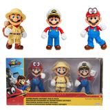 Nintendo Mario Odyssey 3'lü Paket Aksiyon Figürleri - Kaptan Mario, Explorer Mario ve Mario ile Cappy, Mafsallı Super Mario Figürleri Yaklaşık 4" / 10 cm Uzunluğunda