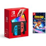 Nintendo Switch OLED Kırmızı Mavi Oyun Konsolu + Crash Bandicoot 4 It's About Time Oyun