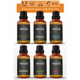 Nioli 6'li Set-2 Esansiyel Uçucu Yağ Buhurdanlık Yağı Aromaterapi Yağı 10 ML