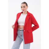 Niora Moda Kırmızı Tek Düğmeli Astarlı Tuvit Ceket