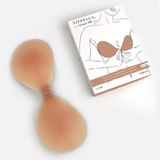 NIPPELLA Shape Up Ultra İnce Yapışkanlı Straplez Sütyen | Su ve Ter Geçirmez, Göğüs Dolgunlaştırıcı (1, Caramel, D Cup)