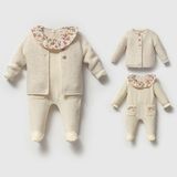 Nipperland Kız Bebek Siena Motif Örgü Triko Tulum - Krem - 9 - 12 Ay