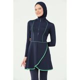 Nira Evaze Etekli Tesettür Mayo - Lacivert - XL