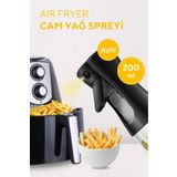 Nirnisa 200 ml Airfryer Sprey Yağdanlık Zeytinyağı Sirke Yağ Püskürtmeli Damlatmaz Cam Şişe Şişesi