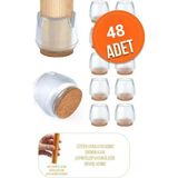 Nirnisa 48 Adet 2.5-3.2 cm Ayaklar Için Keçeli Silikon Masa Sandalye Ayak Pabucu Zemin Koruyucu Plastiği Keçesi - Şeffaf