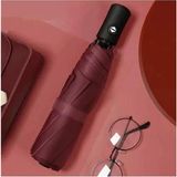 Nirnisa Bordo 8 Telli Şemsiye Unisex Rüzgara Dayanıklı Kırılmayan Erkek Kadın Tam Otomatik Şemsiye 98X58 cm