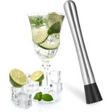 Nirnisa Paslanmaz Çelik Buz Kırma Ezme Çubuğu Mojito Kokteyl Yapma Tokmağı Nane Limon Meyve Ezici Muddler - Gri - Siyah