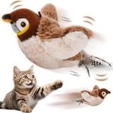 Nirnisa Peluş Kuş Kedi Oyuncağı Kanat Çırpan Sesli Olta İpe Asılabilir Hareketli Şarjlı Oyuncak (Uçma Yok)