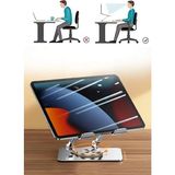 Nirnisa Yükseklik Ayarlı 7-12 Inç Metal Tablet Soğutucu Masaüstü 360 Dönen Ayaklı Laptop Standı ipad Tutucu - Gümüş