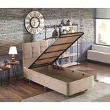Niron 100x200 cm Sütlü Kahve Soho Kumaş Polo Baza ve Başlık Seti