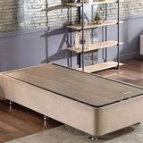 Niron 90x190 cm Ela Sandıklı Sütlü Kahve Baza Sağlamlaştırılmış Silinebilir Kumaş Tek Kişilik Baza