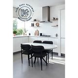 Niron Ahtapot Masa Takımı – Oval 160x80 Beyaz Masa ve 4 Siyah Sandalye – Metal Ayaklı, Modern