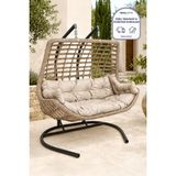 Niron Balina Çift Kişilik Rattan Bahçe Salıncağı Cappucino - Minderli Konfor - Cappuccino