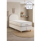 Niron Bohem Pocket Düz 90X190 cm Tek Kişilik Yatak Baza Başlık Seti - Pocket Orta Sert - Krem - 90 x 190 cm