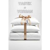 Niron Çift Kişilik Yorgan + 2 Adet Yastık Seti – 195x215 Cm 4 Mevsim Mikrofiber Konfor Beyaz
