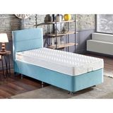 Niron Cozy 100x200 Tek Kişilik Yatak Seti - Mavi Kumaş Baza, Başlık ve Yatak Takımı - 100 x 200 cm