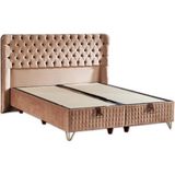 Niron Elegance Lüks Baza ve Başlık Seti 120x200 cm Tek Kişilik Krem Babyface Kumaş Baza ve Başlık Takımı - 120 x 200 cm - Sütlü Kahve