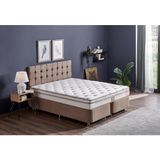 Niron Helen 90x200 cm Tek Kişilik Yatak Baza Başlık Seti Aloe Vera Yatak, Kumaş Baza, Başlık Takımı - Sütlü Kahve