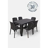 Niron Maya 6 Kişilik Rattan Plastik Bahçe Masa Sandalye Takımı Özel Teslimat Ve Montaj Kahverengi
