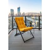 Niron Napper Katlanabilir Sarı Şezlong - Su Geçirmez Kumaş, Metal İskelet, Balkon ve Bahçe Sandalyesi