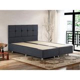 Niron Notte Çift Kişilik Ultra Ortopedik Yatak Seti - Lacivert Keten Sağlamlaştırılmış Baza Başlık ve Yatak Seti - Füme - 150 x 200 cm