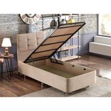 Niron Polo Baza ve Başlık Seti - 90x200 cm Tek Kişilik Sütlü Kahve Kumaş Baza ve Başlığı Soho Kumaş - 90 x 200 cm