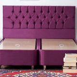 Niron Purple 140x190 cm Çift Kişilik Sandıklı Mor Kumaş Baza ve Başlığı