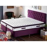 Niron Purple Yatak Seti 200x200 cm Çift Kişilik Yatak Baza Başlık Takımı - Orta Sert Yatak Mor Baza ve Başlığı - 200 x 200 cm