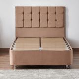 Niron Rama 120x200 cm Soho Kumaş Tek Kişilik Sütlü Kahve Kumaş Baza ve Başlığı