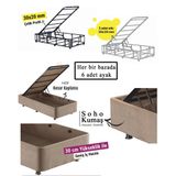 Niron Rama 90x190 cm Soho Kumaş Tek Kişilik Sütlü Kahve Kumaş Baza ve Başlığı