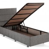 Niron Silver Baza ve Başlık Seti 100x200 cm Tek Kişilik Kaydırmaz Kumaşlı Gri Keten Baza ve Başlığı