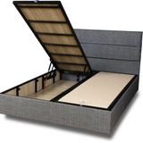 Niron Silver Baza ve Başlık Seti 180x200 cm Çift Kişilik Kaydırmaz Kumaşlı Gri Keten Baza ve Başlığı
