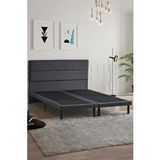 Niron Slim Baza Ve Baslik Takimi 140X200 Cift Kisilik Gri Kumas Kapli Metal Karyola Ve Baslik Seti