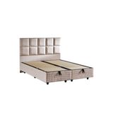 Niron Star 120x200 cm Tek Kişilik Krem Keten Kumaşlı Lüks Baza ve Başlık Takımı